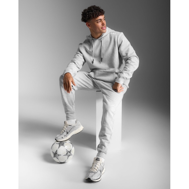 2XU Mens Aspire Hoodie – Grey Marle/White Small