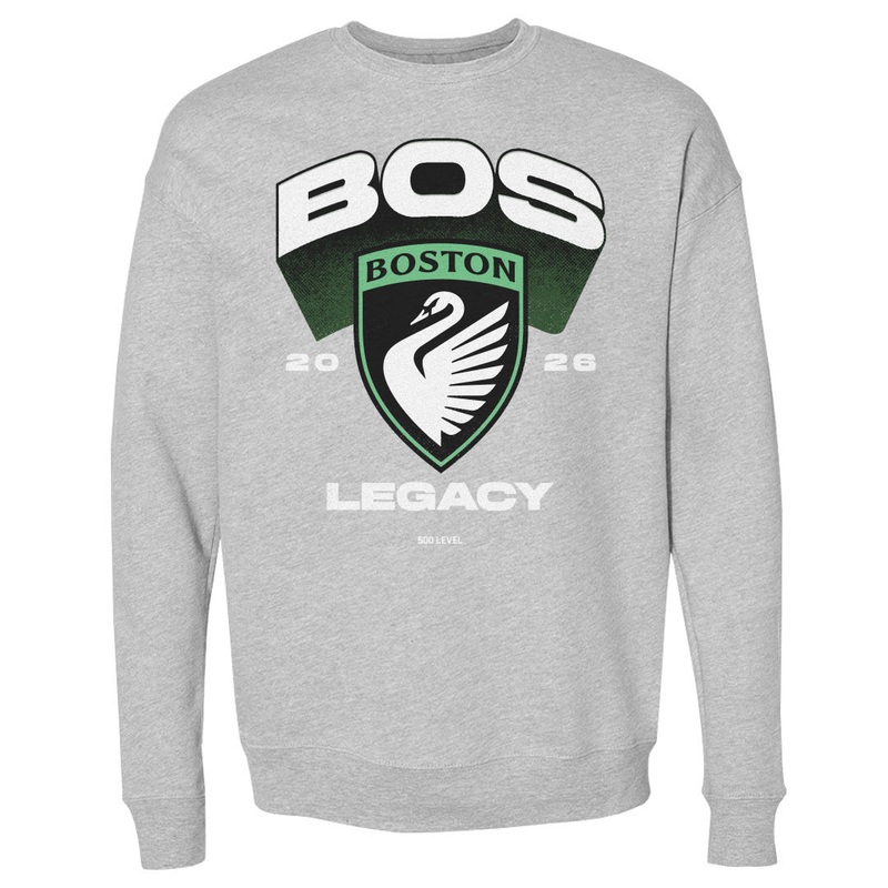 Boston Legacy FC Emblem WHT Crewneck Long Sleeve Sweatshirt Men’s Crewneck Sweatshirt Heather Gray S
