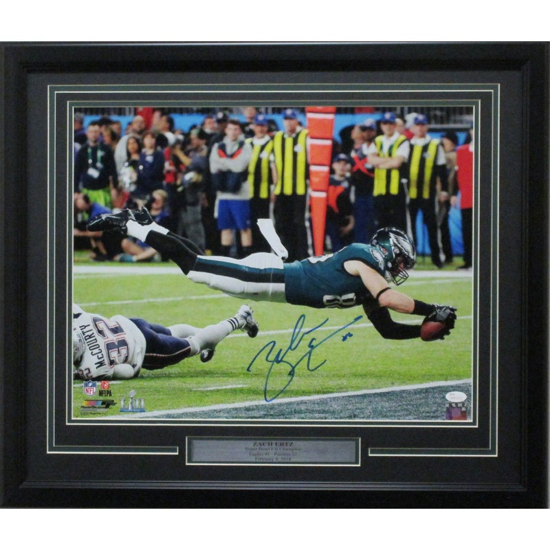 Zach Ertz 16×20 Autographed SB LII “Color Dive TD” Photo Framed