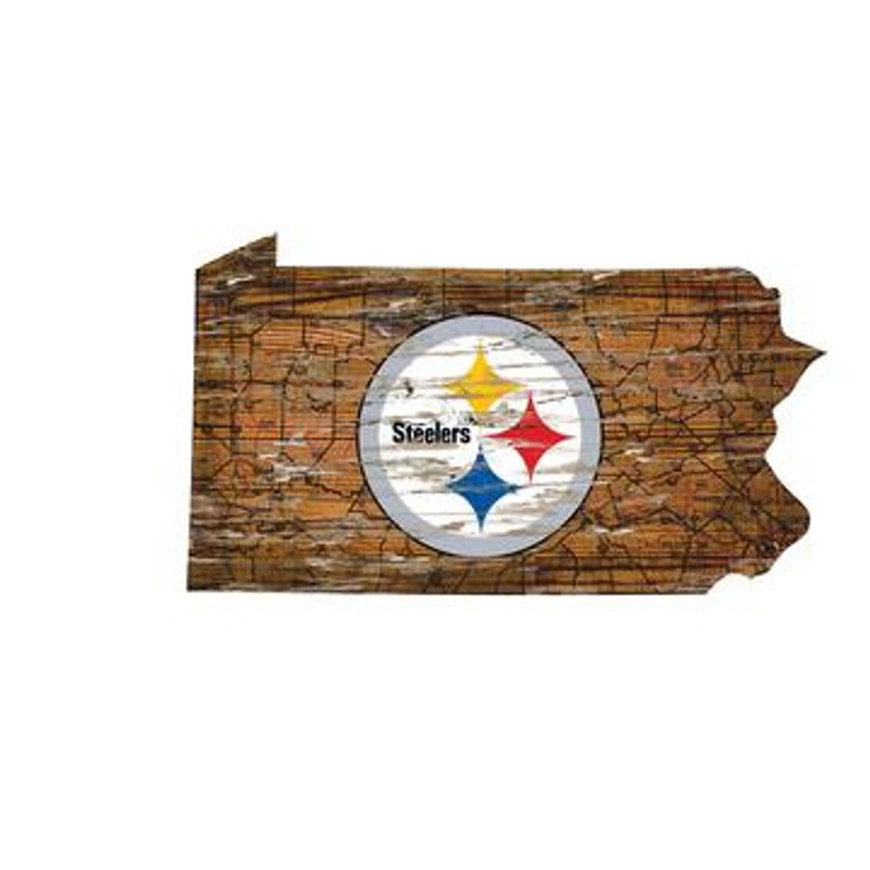 Fan Creations Pittsburgh Steelers State Wall Art Wood Sign