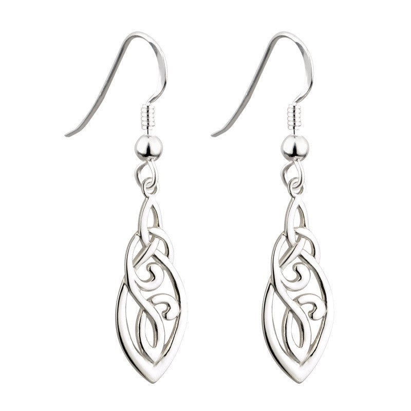 Long Trinity Celtic Drop Earrings S/S – S33424
