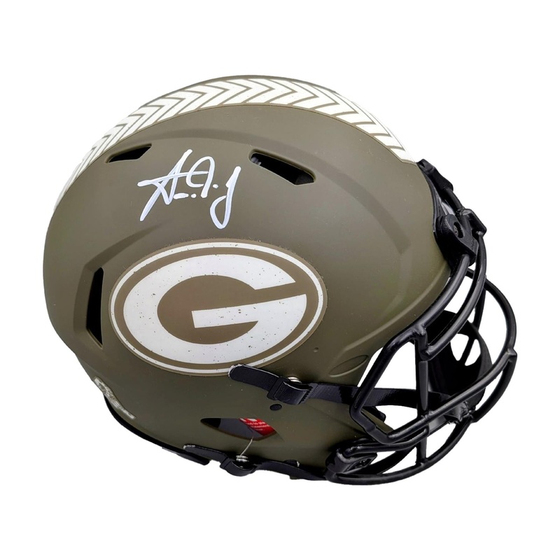 Aaron Jones Autographed Full Size Salute To Service Authentic Helmet