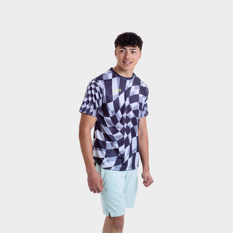 Aixo Checker Mens T Shirt Grey Check Grey Check XS