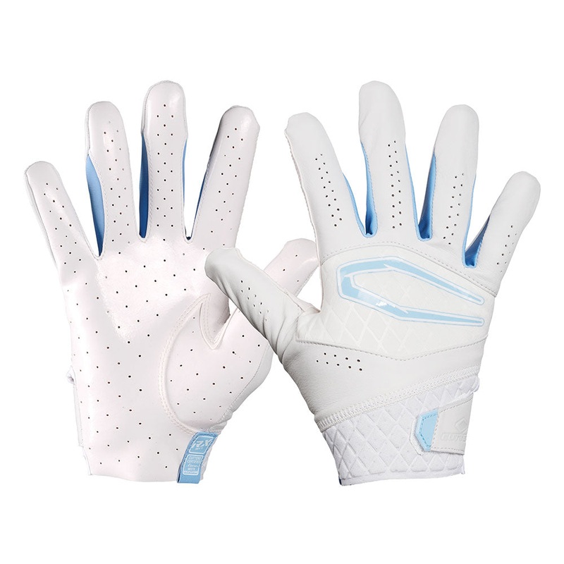 Rev X Receiver Gloves White/Columbia Blue Adult-S