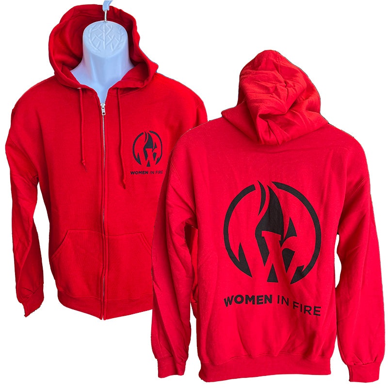 Women in Fire Full-Zip Hooded Sweatshirt – Red Red Small