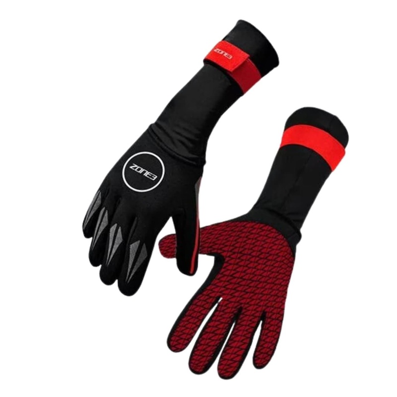Zone3 Neoprene Swim Gloves Small Black/Red
