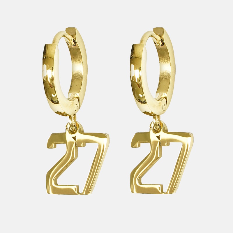 27 Number Earring – Gold Plated Stainless Steel Gold