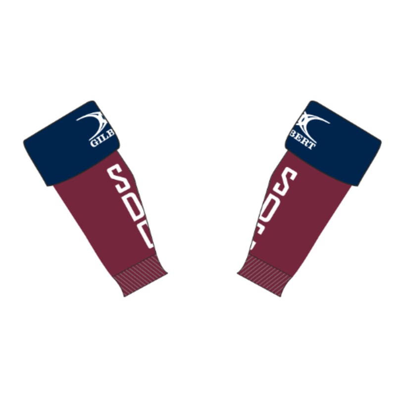 St Dunstan’s Senior’s Maroon / Dark Navy Footless Socks Medium