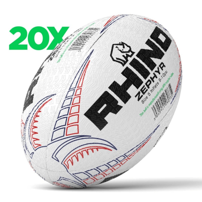 Zephyr Recycled Rugby Ball 3 White