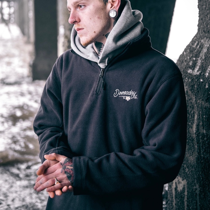 Flower  Zip Fleece – black S