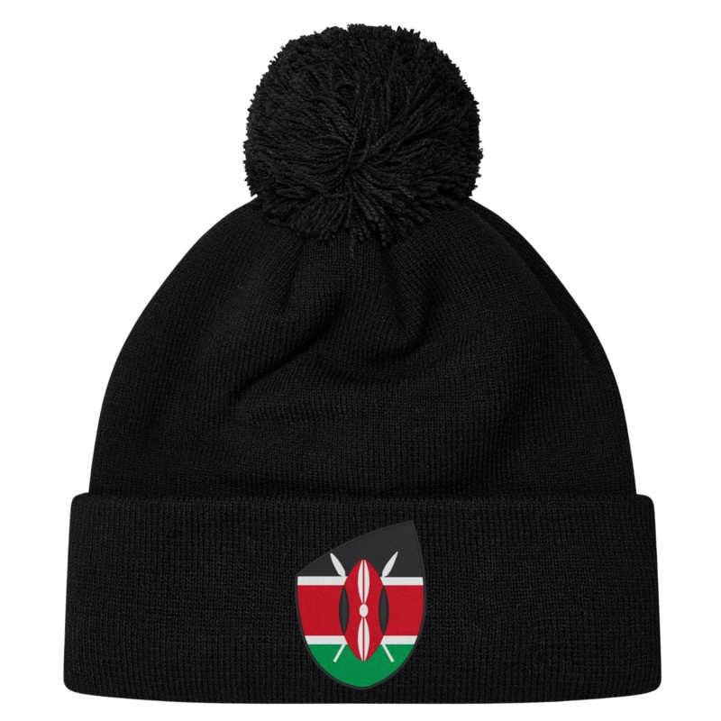 Kenya Shield Pom Pom Beanie OS Black