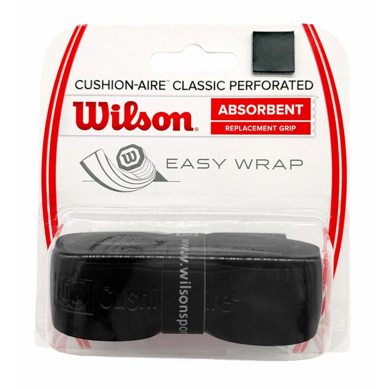 Wilson Cushion Aire Classic Perforated Grip (Single) Black Black Single