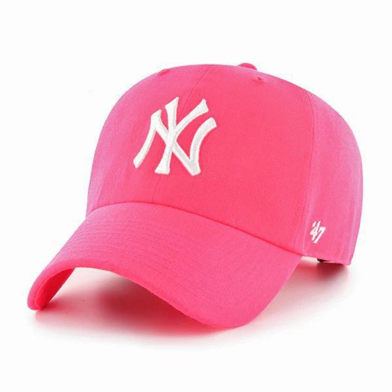 ’47 Brand New York Yankees Clean Up Hat Neon Pink White Logo