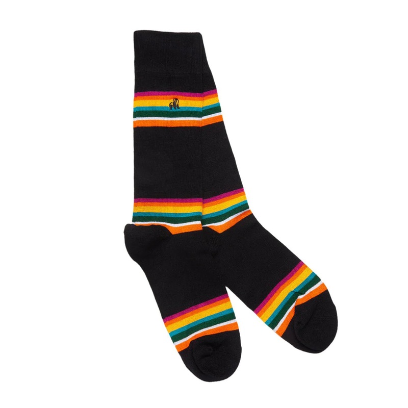 Swole Panda Black Bold Striped Socks One Size Black