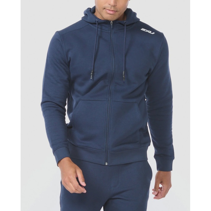 2XU Mens Aspire Full Zip Hoodie – Midnight/White Small