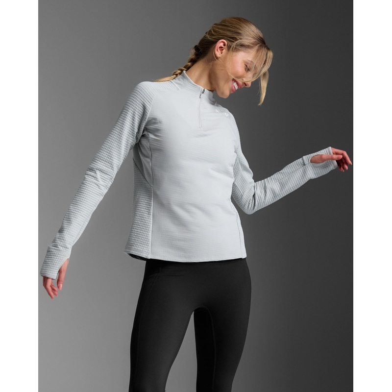 2XU Womens Ignition Hyper-Haptic 1/4 Zip – Harbor Mist/White Reflective X Small