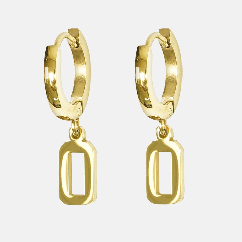 0 Number Earring – Gold Plated Stainless Steel Gold