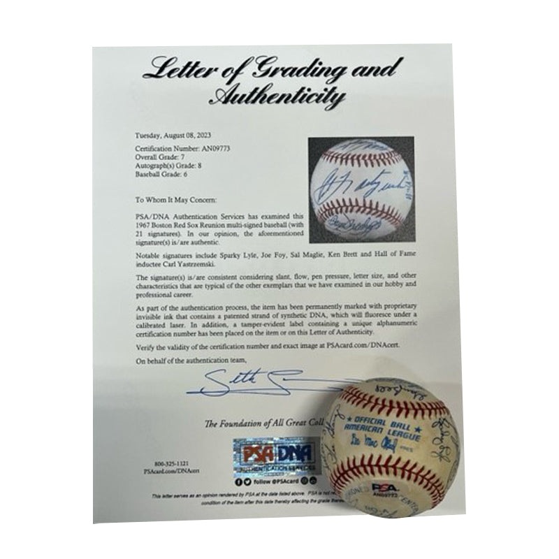 1967 Boston Red Sox Team Reunion Autographed Baseball PSA Grade 7 – Player’s Closet Project