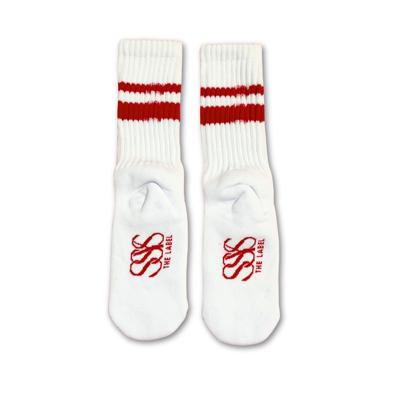 SSYS White Red Stripe Chunky Knit Socks