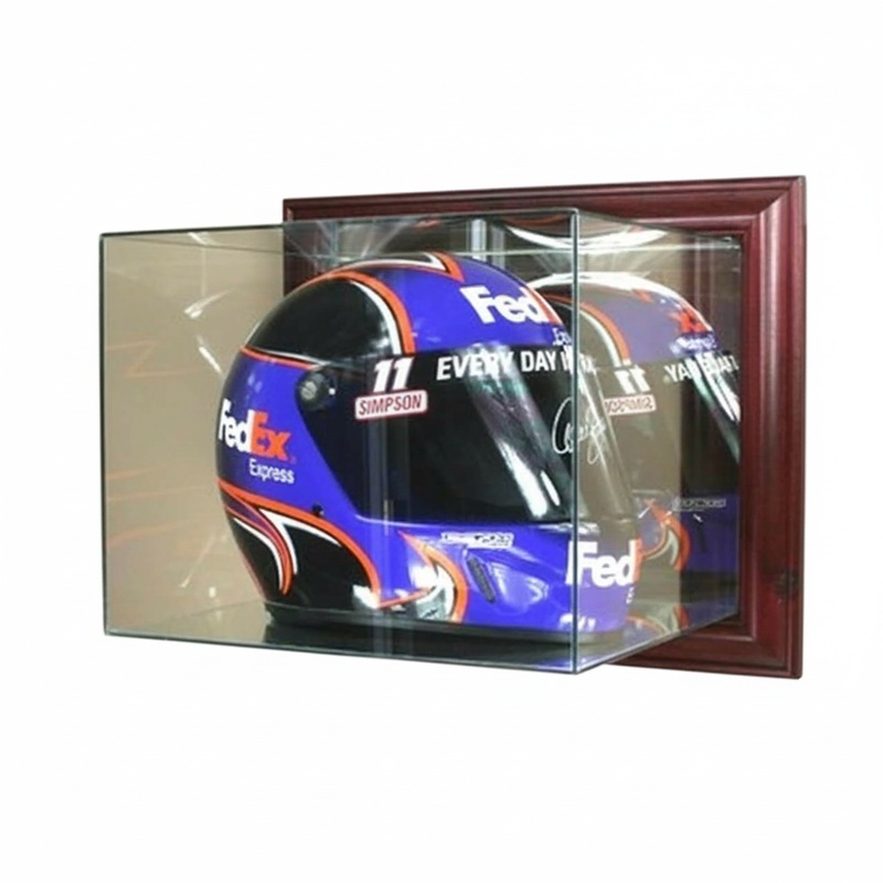 Wall Mounted Racing Helmet Display Case with Mirrors