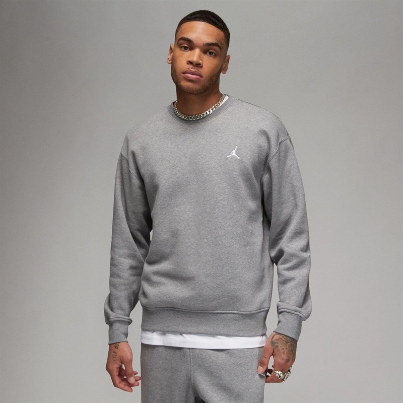 Air Jordan Mens Essentials Fleece Crew S Carbon/White