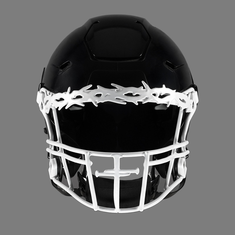 Three Nail Cross Crown of Thorns Football Facemask for Riddell SpeedFlex White