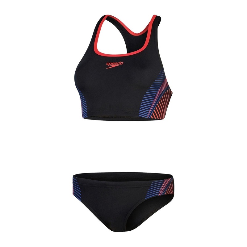 Speedo Placement Bikini 2 Piece 10 (S) Black/Red