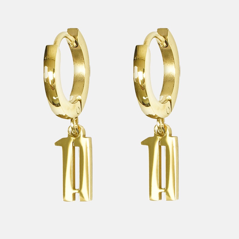 11 Number Earring – Gold Plated Stainless Steel Gold