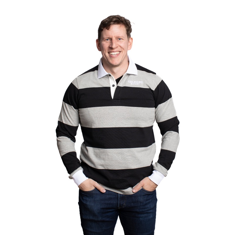 1823 Vintage Rugby Shirt Hoop S Black/Grey Hooped