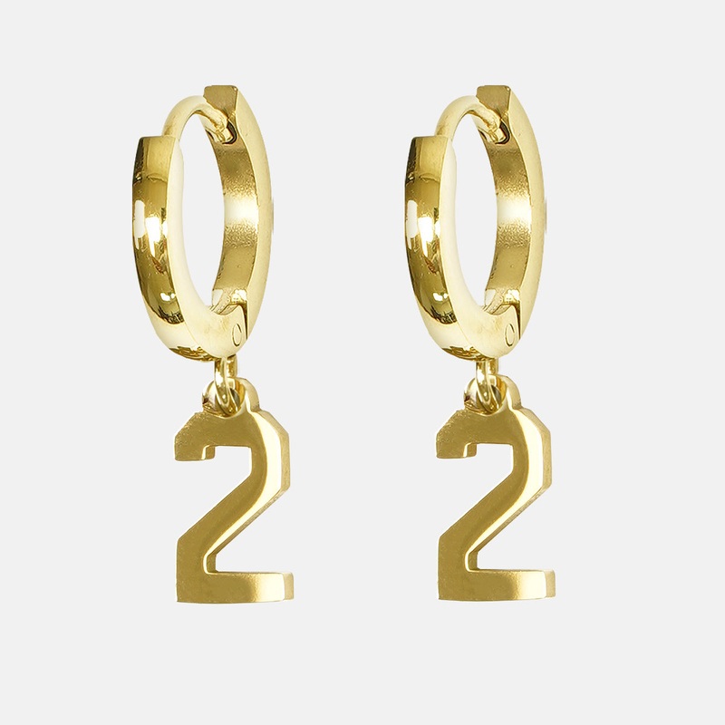 2 Number Earring – Gold Plated Stainless Steel Gold