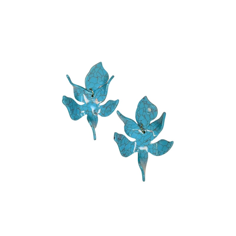 Turquoise Flora Acrylic Earrings