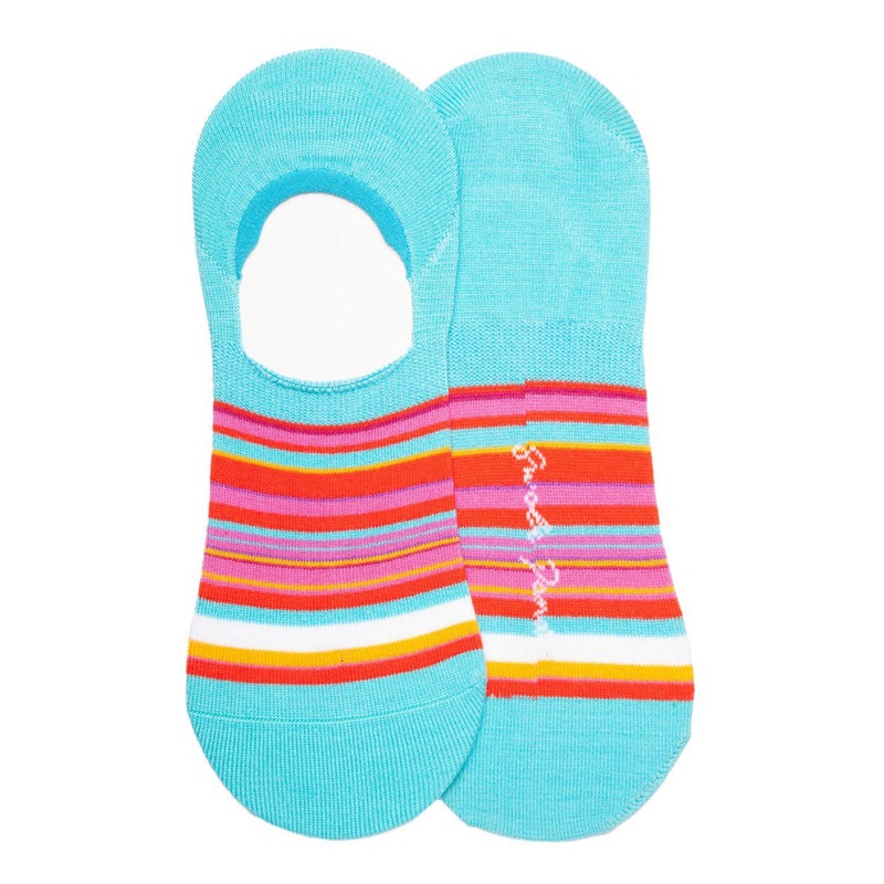 Swole Panda Pink and Blue Narrow Striped Socks One Size Pink