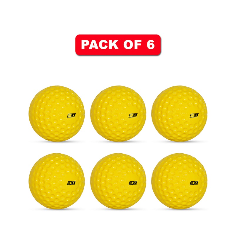 3D Light Bowling Machine Balls (Pack of 6) Yellow