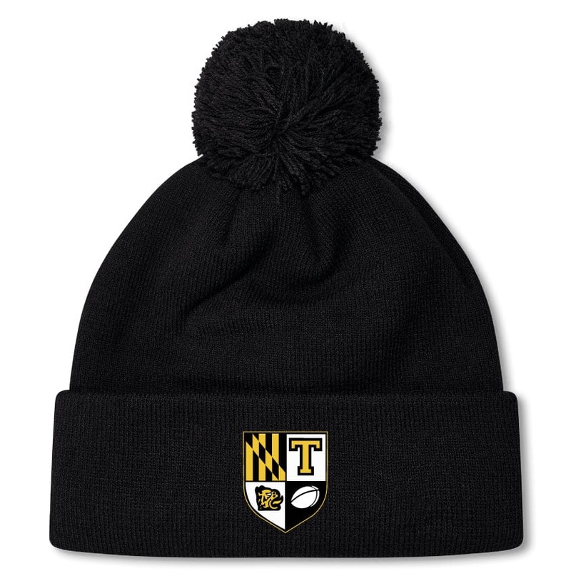 Towson University Rugby Pom Pom Beanie by Canterbury OS Black
