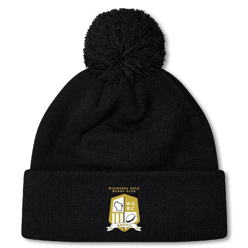 Waukesha Gold Rugby Pom Pom Beanie by Canterbury OS Black