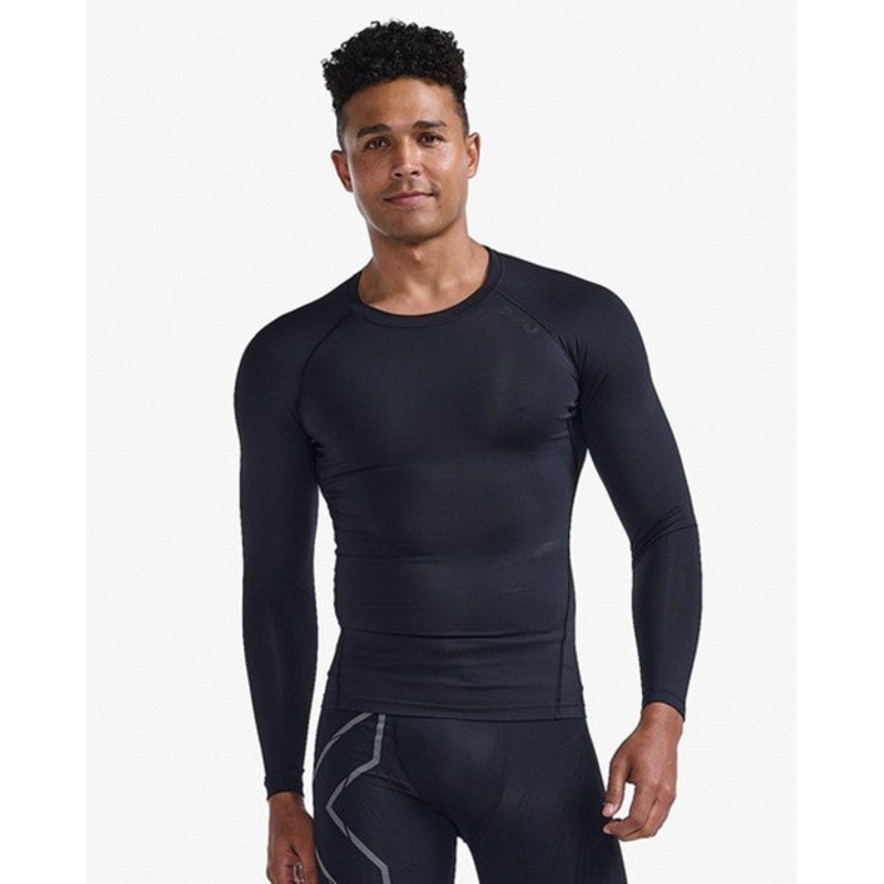 2XU Mens Core Compression Long Sleeve Top – Black/No Logo Small