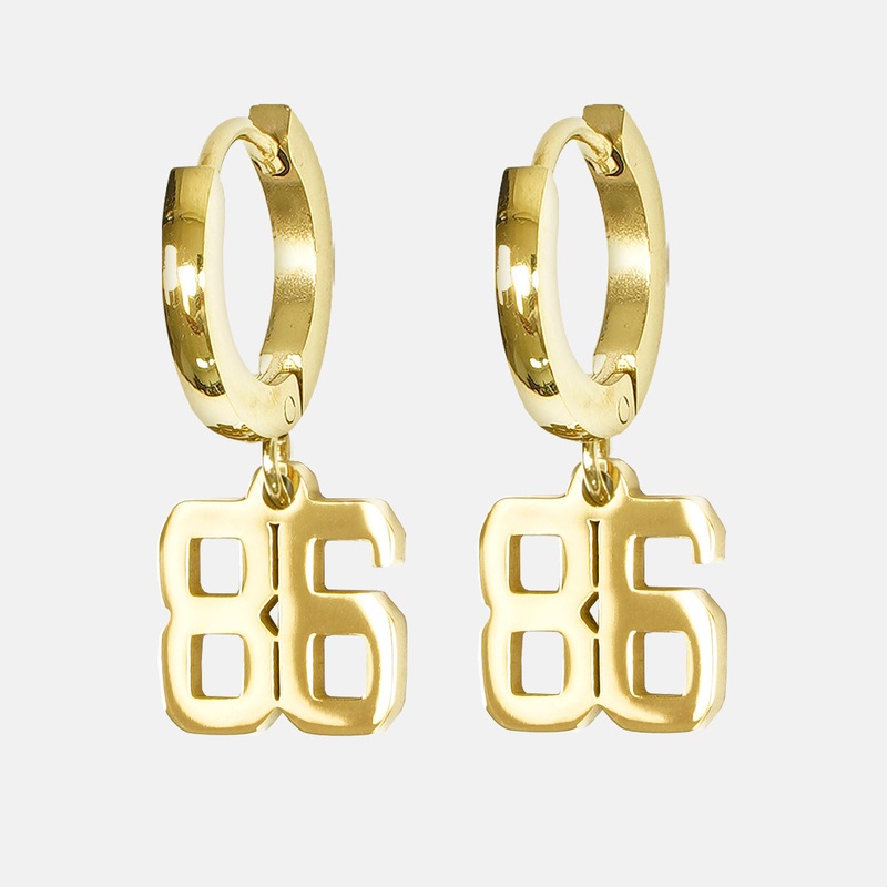86 Number Earring – Gold Plated Stainless Steel Gold