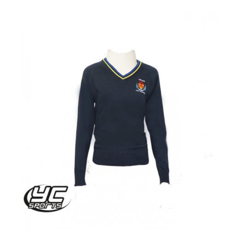 Cathays High School Fitted Jumper (while stock last) 7/8 Navy / Royal & Amber