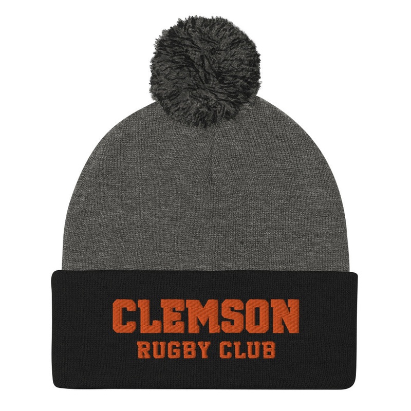 Clemson Rugby Club Pom-Pom Beanie Dark Heather Grey/ Black