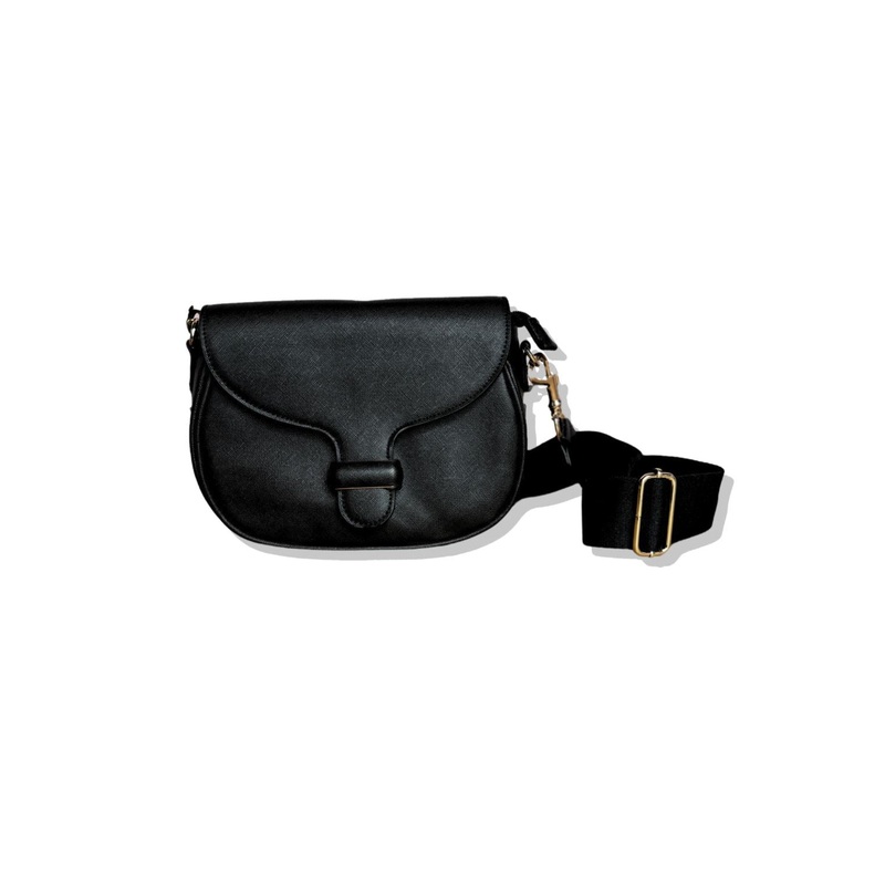 Black Crossbody Gold Hardware Strap Purse