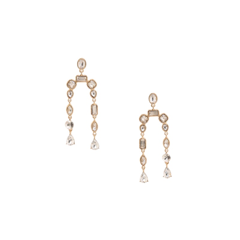 Gold Crystal Dangle Earrings