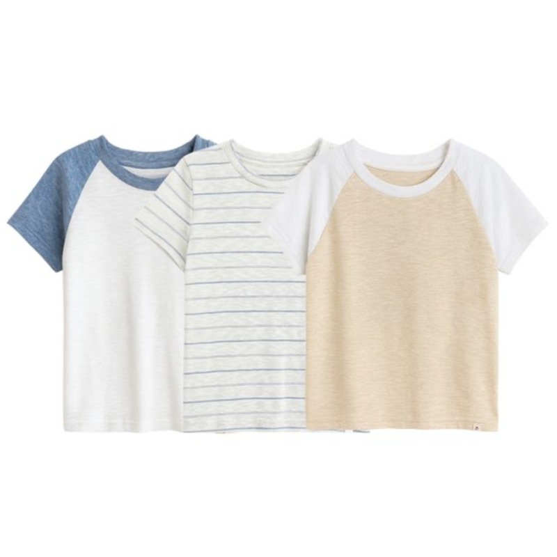 WALTER TRIPLE PACK TEES  BEIGE/BLUE/WHITE 2-3y