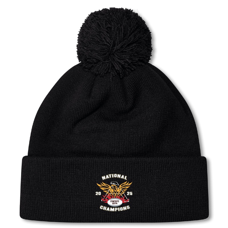 Atlanta Old White Rugby Champs Pom Pom Beanie by Canterbury OS Black