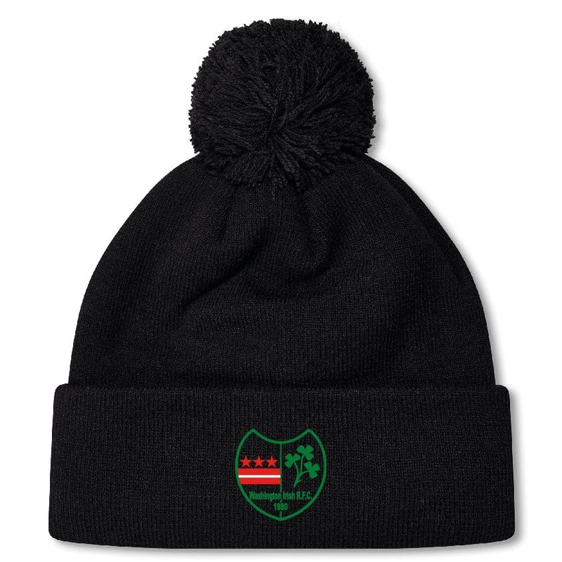 Washington Irish Rugby Pom Pom Beanie by Canterbury OS Black