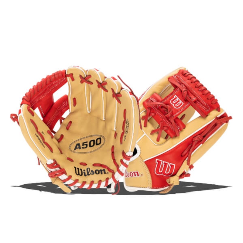 Wilson A500 Series Ball Glove 11″ Blonde/Red/White LHT