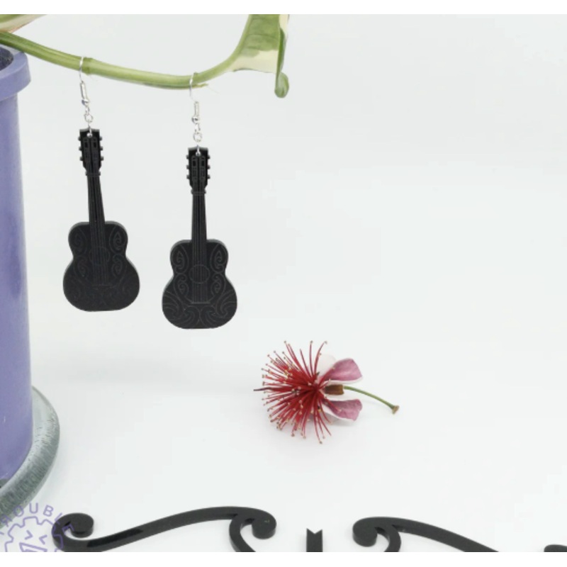 Guitar Earrings Black