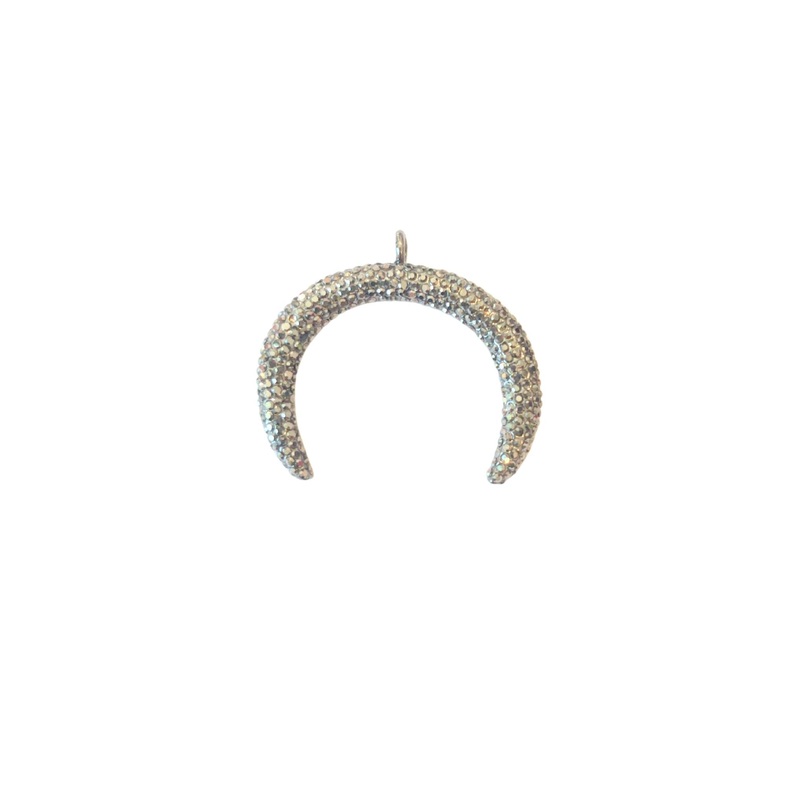 Black Crystal Horseshoe Pendant Charm