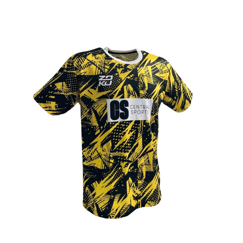 Zoku x ClubRackets – ClubSports Club Sport Chaotica Crew Neck T-Shirt Unisex Black/Yellow XS