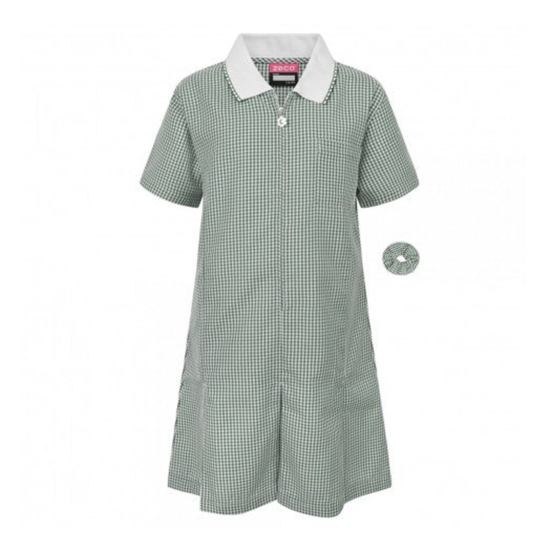 Zeco Gingham Dress (Bottle Green) 3/4 BOTTLE GREEN