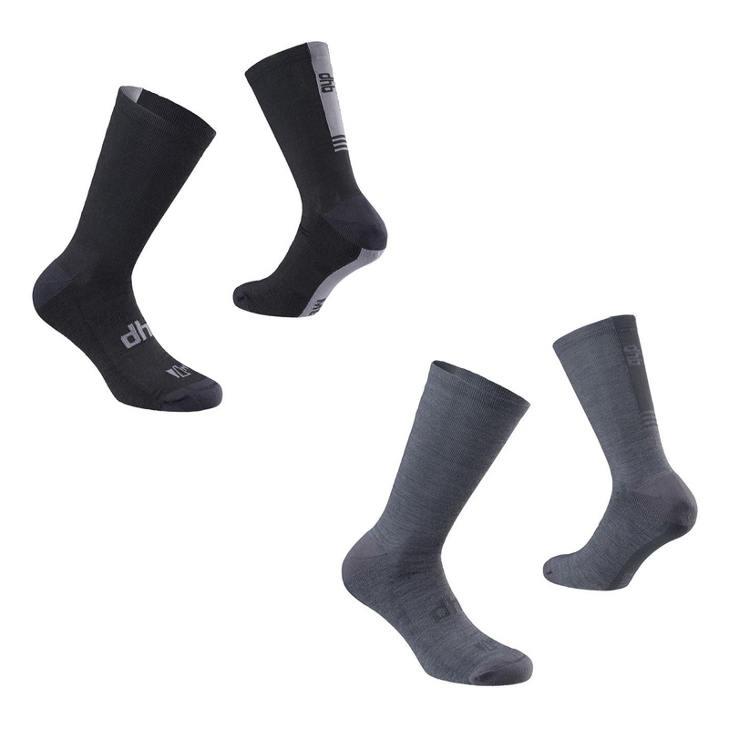 Dhb All Season Merino Aeron Socks (2 Pack) UK 2.5-6 Black/Grey